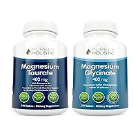 Magnesium Taurate 400mg + Magnesium Glycinate 400mg - High Absorption & Highly Bioavailable - Vegan Bundle - 270 + 270 Tablets