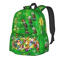 Green Plants Backpack Lightweight Durable Zombies Laptop Bag Large Capacity Bookbag Adjustable Strap For Vacations Travel Camping Casual Backpack Gift For Women Men