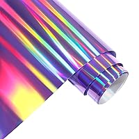 AHIJOY Holographic Vinyl Permanent Adhesive Light Purple 12
