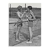 Posters Vintage Tennis Poster Girl Smoking And Playing Tennis Black And White Poster Sports Bar Canvas Art Poster Picture Modern Office Family Bedroom Living Room Decorative Gift Wall Decor 24x32in
