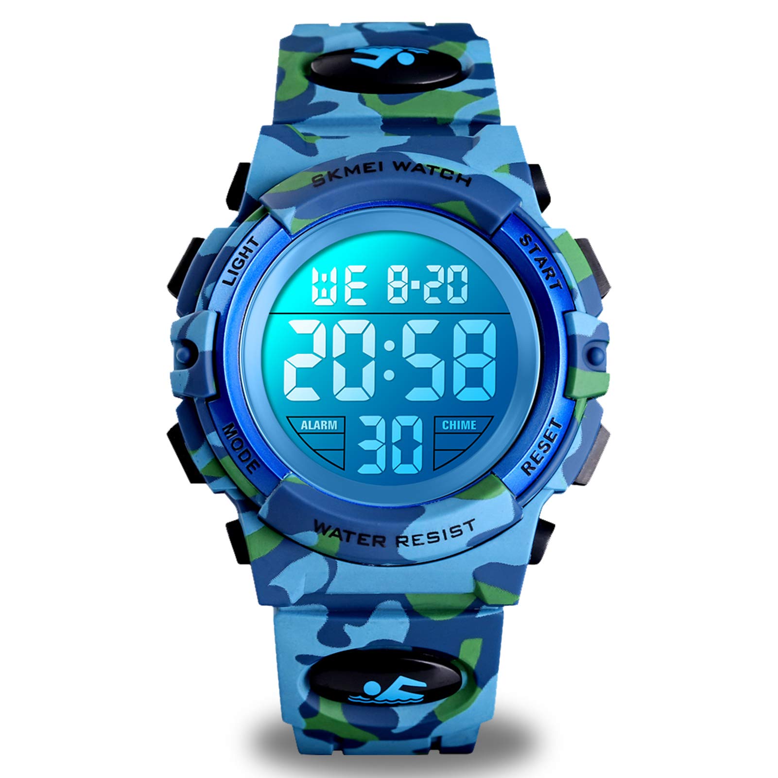 cofuo Kids Digital Sports Watch for Boys Girls, Boy Waterproof Casual Electronic Analog Quartz 7 Colorful Led Watches with Alarm Stopwatch Silicone Band Luminous Wristatches