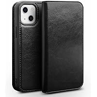 Wallet Case for iPhone 14, Genuine Leather Flip Wallet Phone Case with Card Slots Kickstand Folio Cover Case for iPhone 14 6.1