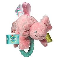 Soft Baby Rattle with Soothing Teether Ring and Sensory Tags, 6-Inches, Lizzy Pink Axolotl