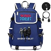 Skibidi Toilet Daily Backpack with USB Charging Port,High Capacity Rucksack,Waterproof College Bookbag