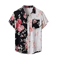 Men's Vintage Bowling Shirt Short Sleeve Button Down Summer Cuba Beach Shirts Trendy Print Tropical Casual Tops