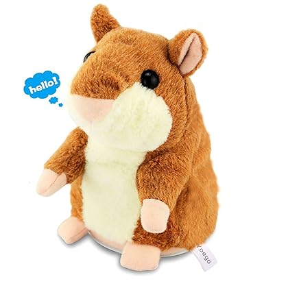 YOEGO Talking Hamster Repeats What You Say Interactive Stuffed Plush Animal Talking Toy,Perfect Toy Gifts for Boys Girls Age 3+ (Brown)