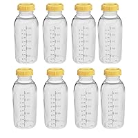 Breastmilk Collection Storage Feeding Bottle with Lids-8 Pack (8 Bottles and 8 Lids)w/lid 8oz /250ml