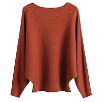 GOLDSTITCH Boat Neck Batwing Sleeves Dolman Knitted Sweaters and Pullovers Tops for Women