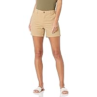 Amazon Essentials Women's Mid-Rise Slim 5 Inch Inseam Khaki Short (Available in Straight and Curvy Fits)
