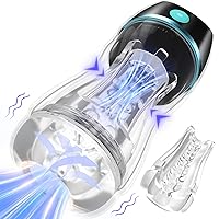Automatic Male Masturbator Sex Toys for Men - Transparent Outer Shell Penis Pump with 3 Vacuum Suction & 7 Vibration, Sex Machine Adult Toys Pocket Pussy for Men, Male Stroker Adult Sex Toys & Games