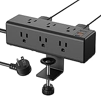CCCEI Desk Clamp Power Strip with 9 Outlets, Desktop Edge Mount Surge Protector with USB-A and 45W USB-C Ports, Widely Spaced Desk Outlet Fast Charging Station, 6 FT Flat Plug, Fit 1.6 inch Table.