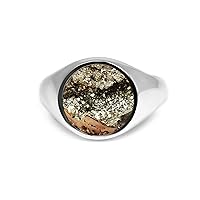 Generic Natural Raw Pyrite Ring, Birthday Gifts, Gemstone 92.5 Sterling Silver Ring Statement Druzy Stone Handmade Jewelry August Birthstone Rings, Christmas Gifts For Him