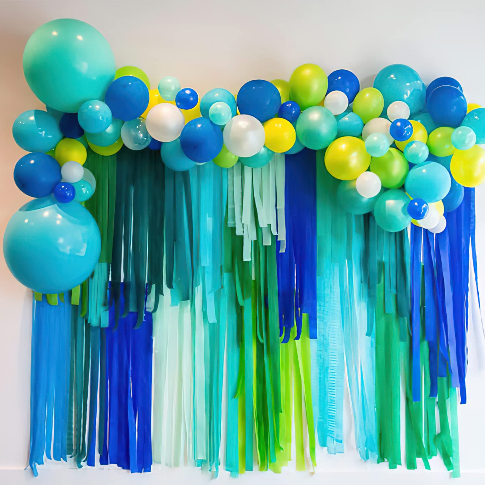 PartyWoo Crepe Paper Streamers 6 Rolls 492ft, Pack of Blue, Pastel Blue,  Green and Lime Party
