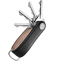 Key Organizer Keychain, 100% Italian Leather Compact Key Holder, Secure Locking Mechanism, Holds up to 7 Keys, (ThorKey Black)