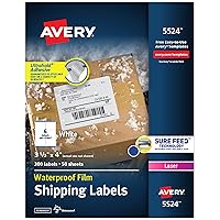 Avery Waterproof Printable Shipping Labels with Sure Feed, 3-1/3