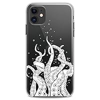 TPU Case Compatible with iPhone 15 14 13 12 11 Pro Max Plus Mini Xs Xr X 8+ 7 6 5 SE White Octopus Tentacles Design Flexible Silicone Ocean Animal Clear Sealife Print Woman Slim fit Girls Cute