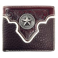 Premium Western Style Soft PU Leather Bifold Wallet in Multi- Emblem (Star Brown)