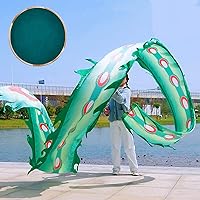 Square Exercise Dance Outdoor Flinging Fitness Dragon POI Wu Long 3D Real-Like Dragon Ribbon Streamer Set (19.6ft, Green Phoenix)