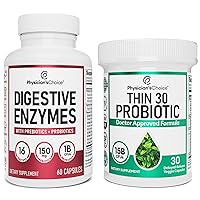 Physician's CHOICE - Beat Bloat + Support Weight Management Bundle: Digestive Enzymes + Thin-30 Probiotic