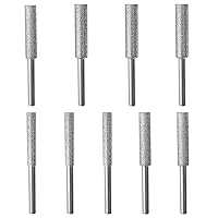 Stone Carving Set Diamond Burr Bits Compatible with Dremel, 9PCS Polishing Kits Rotary Tools Small Long Cone Accessories with 1/8’ Shank For Carving, Engraving, Grinding,Rocks, Jewelry, Glass（Silver)