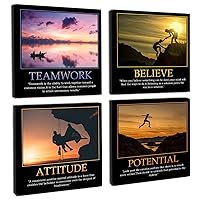 Yang Hong Yu Teamwork Quotes Picture Decor Wall Art Inspirational Motto Success Team Canvas Print Outdoor Sports Poster for Home Office Living Room 13.5