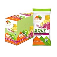 PROBAR - Bolt Organic Energy Chews, Pink Lemonade, Non-GMO, Gluten-Free, USDA Certified Organic, Healthy, Natural Energy, Fast Fuel Gummies with Vitamins B & C (12 Count)