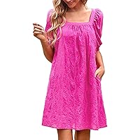 Maxi Dress for Women Ladies Fashion Casual Short Sleeves Solid Color Dress Dress Vacation Beach Dress
