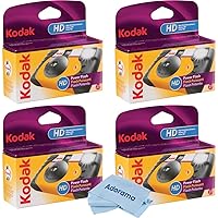 Kodak Kodak Max One-Time Use 35mm Film Camera (ISO-800) with Power Flash, 27 Exposure - 4-Pack Disposable Camera