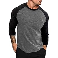 Mens Raglan Sleeve Shirts, Casual Long Sleeve T Shirt Active Sports Tee Regular-Fit Baseball T-Shirt Workout Tops