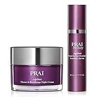 PRAI Beauty Ageless Overnight Repair Duo - Throat and Décolletage Serum & Night Creme with Retinol - Anti Aging Neck and Chest Night Creme and Serum - Lock in Moisture, Boost Collagen, Fills Wrinkles