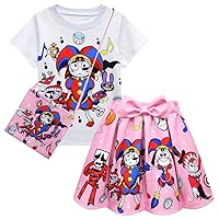 The Amazing Digital Circus Skirt Set Girls Cartoon Dress Costume Tops And Cute Skirt Party Outfits