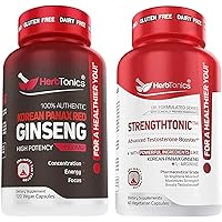 Korean Panax Red Ginseng and Strengthtonic Testosterone Booster for Men Bundle