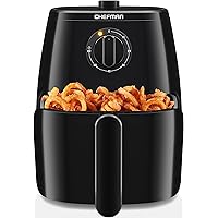 Chefman TurboFry 5-Quart Air Fryer, Integrated 60-Minute Timer for Healthy Cooking, Cook with 80% Less Oil, Adjustable Temperature Control, Nonstick Dishwasher-Safe Basket and Tray, Black