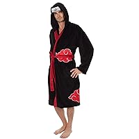 Naruto Shippuden Akatsuki Anti Leaf Clouds Symbol Anime Cosplay Costume Hooded Fleece Pajamas Bathrobe Black