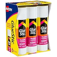 Glue Stic, White, Washable, Non-Toxic, 1.27oz, 6 Glue Sticks (98073)