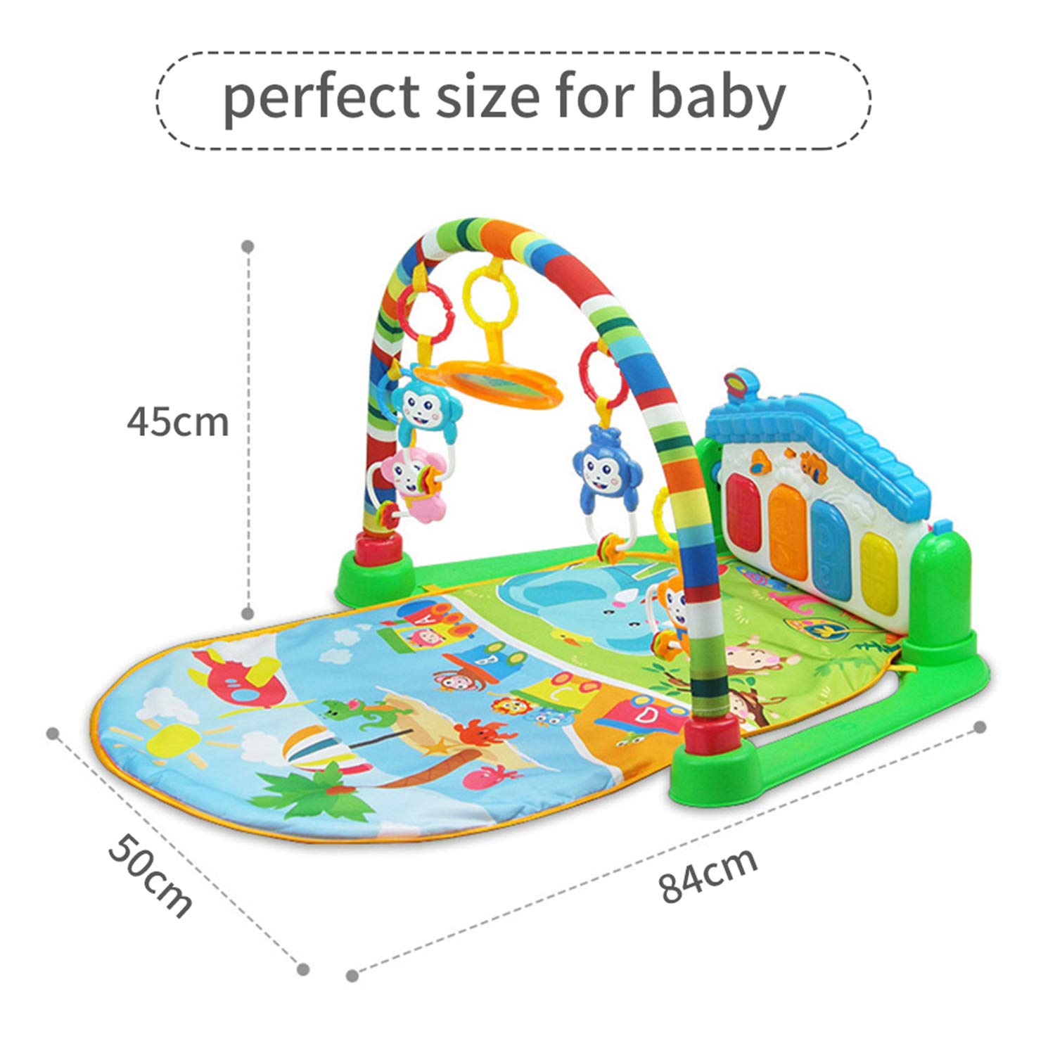 WYSWYG Baby Play Mat Baby Play Gym Activity Mat Kick and Play Piano Gym Activity Center for Baby with Music and Light 0 3 6 12 Months