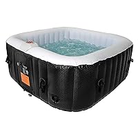 #WEJOY AquaSpa Portable Hot Tub 61X61X26 Inch Air Jet Spa 2-3 Person Inflatable Square Outdoor Heated Hot Tub Spa with 120 Bubble Jets, Black/White, one Size (AQA_SPA-A154_Black/White)
