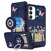 【2in1 for Samsung Galaxy S23 FE Case Women Cute Girls Phone Cover Girly Aesthetic Book Unique Design Camera Cover Compatible with MagSafe Ring Holder Stand Case for Galaxy S23 FE 5G 6.4