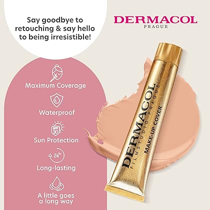 Dermacol - Full Coverage Foundation, Liquid Makeup Matte Foundation with SPF 30, Waterproof Foundation for Oily Skin, Acne, & Under Eye Bags, Long-Lasting Makeup Products, 30g, Shade 207