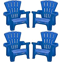 American Plastic Toys Kids (4-Pack, Blue), Stackable, Lightweight, & Portable, Outdoor, Beach, Lawn, Indoor, Comfortable Lounge Adirondack Chairs 4 Pack