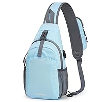 G4Free Sling Bag RFID Crossbody Sling Backpack with USB Charging Port, Travel Hiking Daypack Shoulder Chest Bag for Women Men(Light Blue)