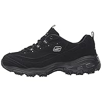 Skechers Sport womens Dlites-play On Memory Foam Lace-up Sneaker,Black/Black,5 M US