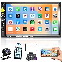 Hikity Double Din Car Stereo 7 Inch Touch Screen Car Radio with Bluetooth Backup Camera, FM Car Audio Receivers, Support Mirror Link for Android iOS Phone USB AUX-in TF Card