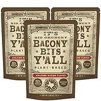 All Y'alls Foods Plant Based Bacon Bits | Big and Crunchy Vegan Snacks | Non-GMO, Gluten Free, High Protein, Vegetarian (3 Pack)