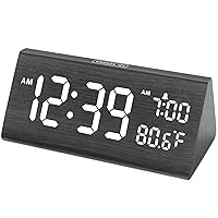 DreamSky Wooden Digital Alarm Clock for Bedroom - 7.7