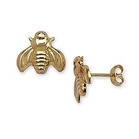 14k Yellow Gold Bee Stamping for boys or girls Earrings Measures 9x10mm