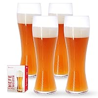 Beer Classics Hefeweizen Glasses, Set of 4, European-Made Lead-Free Crystal, Modern Beer Glasses, Dishwasher Safe, Professional Quality Hefe Glass Gift Set, 24.7 oz