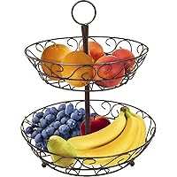 Sorbus Fruit Basket for Kitchen - 2-Tier Countertop Fruit Holder & Decorative Bowl Stand — Perfect for Fruit, Vegetables, Produce, & Snacks