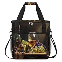 Vintage Grape Wine Coffee Maker Travel Carring Bag Compatible with Keurig K-Mini or K-Mini Plus Pockets Single Serve Coffee Brewer Case Carrying Storage Tote Bag Portable Coffee Pods