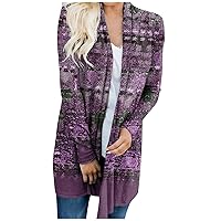 Long Cardigans for Women Fall Oversize Cardigan Thin Vintage Aztec Cardigans Ethnic Print Outerwear Casual Tops